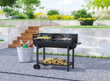 Steel 2-Grill Charcoal BBQ w/ Wheels Black T3398P317787