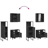 3 Piece Bathroom Cabinet Set Black Engineered Wood 3214755