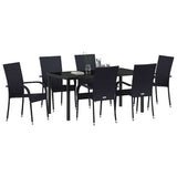 Garden Dining Set 7 pcs Black Powder-Coated Steel 3379405