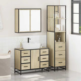 ZNTS 3 Piece Bathroom Furniture Set Sonoma Oak Engineered Wood 3301141