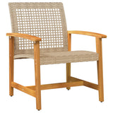 5 Piece Garden Lounge Set Beige Poly Rattan and Acacia Wood 367606