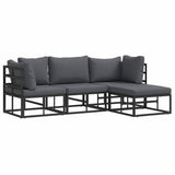 Garden Sofa Set with Cushion 4 pcs Black Aluminium 3378860