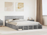 Bed Frame with Shelf Concrete Grey 140 x 190 cm Engineered Wood 3408364