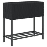 Garden Planters with Shelf 2 pcs Black 70x28x70 cm Poly Rattan 3210510