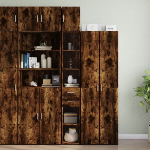 Slim Storage Cabinet Smoked Oak 30x42.5x225 cm Engineered Wood 3281270