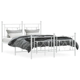 Metal Bed Frame without Mattress with Footboard White 140x190cm 374406