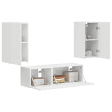 TV Wall Cabinet Set 4 pcs High Gloss White Engineered Wood 3408911