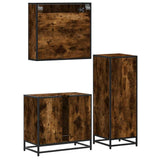 3 Piece Bathroom Furniture Set Smoked Oak Engineered Wood 3301057