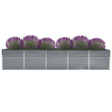Garden Raised Bed Galvanised Steel 400x80x77 cm Grey 47060