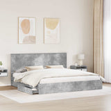 Storage Bed Concrete Grey 200 x 200 cm Engineered Wood 3411176