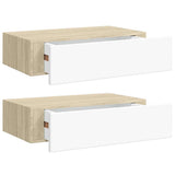 330250 Wall Drawer Shelves 2 pcs Oak and White 40x23,5x10cm MDF