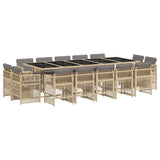 15 Piece Garden Dining Set with Cushions Mix Beige Poly Rattan 3211056