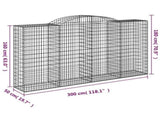 Arched Gabion Baskets 9 pcs 300x50x160/180 cm Galvanised Iron 3146762
