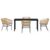 Garden Dining Set with Cushion 5 pcs Brown Powder-Coated Steel 3380928