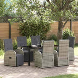 Garden Dining Set with Cushion 7 pcs Grey Poly Rattan 3379503