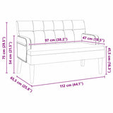 Chesterfield Bench Light Grey 112 x 65.5 x 75 cm Velvet 42019286