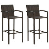 Bar Stools 2 pcs Brown Poly Rattan 362580