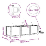 Garden Planter 3 pcs Grey 120 x 40 x 37.5 cm PP 42002869