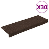 Stair Mats Self-adhesive 30 pcs 65x21x4 cm Brown Rectangular Edge 3365698