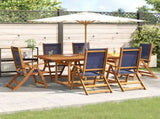 7 Piece Garden Dining Set Solid Wood Acacia and Textilene 3279303
