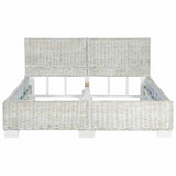 Bed Frame without Mattress Grey Natural Rattan 140x200 cm 283091
