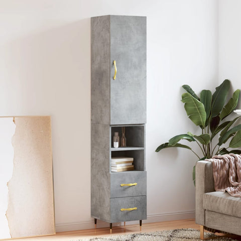 Highboard Concrete Grey 34.5x34x180 cm Engineered Wood 3198901