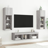 5 Piece TV Wall Units with LED Grey Sonoma Engineered Wood 3216602