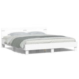 Bed Frame with LED White 193 x 203 cm Engineered Wood 3402853