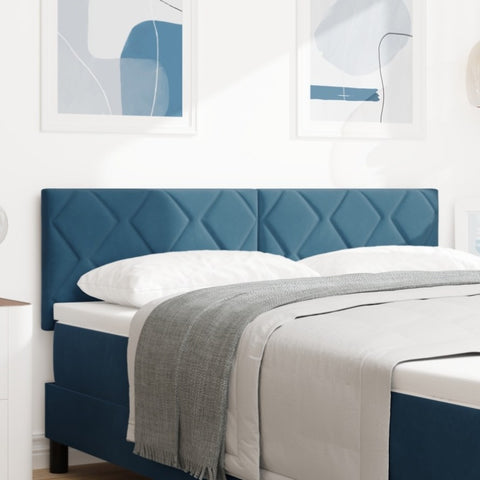 ZNTS LED Headboard Diamond Blocks Design Dark Blue 144 cm Velvet 3338224