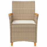 Garden Chairs with Cushions 2 pcs Beige Poly Rattan&Solid Wood 368722