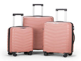 V-shaped stripes 3-in-1 PP trolley case 20in 24in 28in PP iron trolley fashionable color - rose gold 52903397