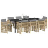 Garden Dining Set 9 pcs Beige Powder-Coated Steel 3380672