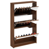 Shoe Cabinet with Mirror 3-Layer Brown Oak 63x17x102.5 cm 342640