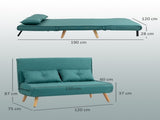 Two-Seater Linen-Look Sofa Bed - Green T3398P377859