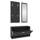 3-in-1 Shoe Cabinet Set Black Engineered Wood 342571