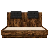 Bed Frame with LED without Mattress Smoked Oak 140x200 cm 3210014