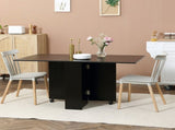 Foldable Dining Table, Extendable Drop Leaf Table with 2-tier Shelves, Small Dinner Table with T3398P344830