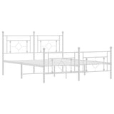 Metal Bed Frame without Mattress with Footboard White 150x200cm 374408