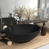 146931 Luxury Basin Oval-shaped Matt Black 40x33 cm Ceramic
