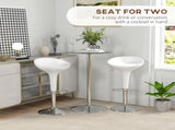 High Top Bar Table, Round Kitchen Table with Tempered Glass Top and Steel Base, Bistro Table for 2 T3398P329457