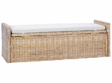 Storage Bench with Cushion Natural 110 x 40 x 50 cm Rattan 42011577