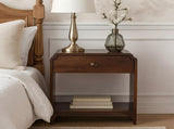 Solid Wood California Walnut Newton Bedside, 1 Drawer, 1 Open Slot, Dark Brown B2743P403131