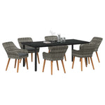 Garden Dining Set with Cushion 7 pcs Grey Poly Rattan 3261689