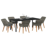 Garden Dining Set with Cushion 7 pcs Grey Poly Rattan 3261689