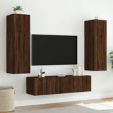 TV Wall Cabinet with LED Lights Brown Oak 60x35x41 cm 837314