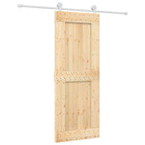Sliding Door Natural and White 80 x 210 cm Solid Pine Wood 3445033