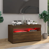 TV Cabinet with LED Lights Brown Oak 75x35x40 cm 815127