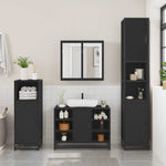 ZNTS 2 Piece Bathroom Furniture Set Black Engineered Wood 3300910