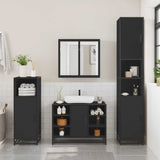 ZNTS 2 Piece Bathroom Furniture Set Black Engineered Wood 3300910