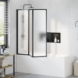Foldable Shower Screen Black and Full Frost 132 x 2 x 140 cm 42039805